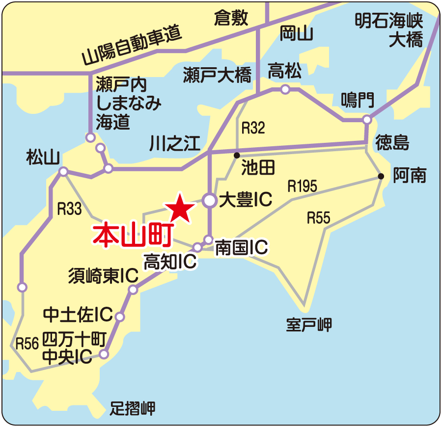 四国高速道路簡易地図